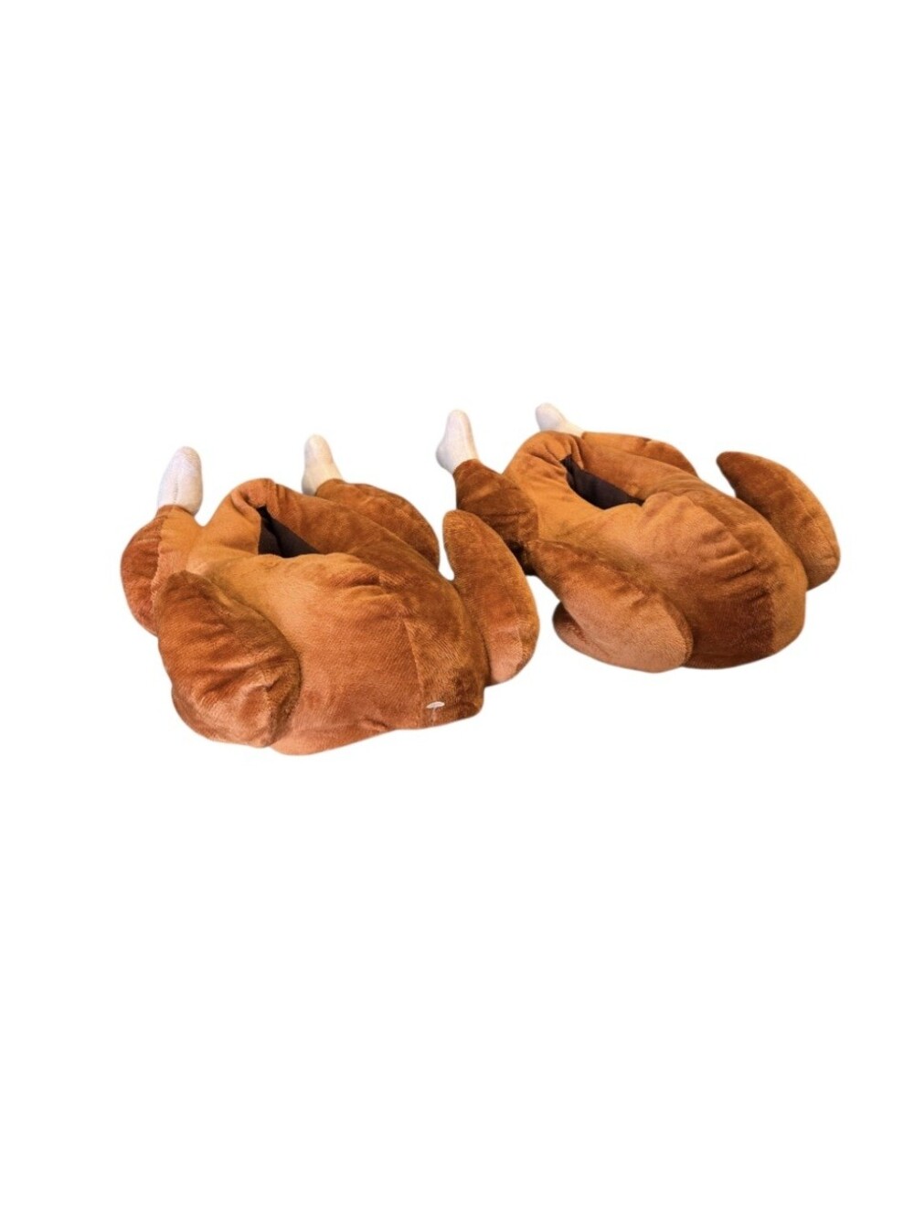 Thanksgiving or Christmas Holiday Turkey Plush Cozy Slippers in Brown, Size M/ L